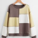 Stitching Trim Colorblock Sweatshirt