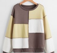 Stitching Trim Colorblock Sweatshirt