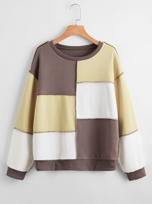 Stitching Trim Colorblock Sweatshirt