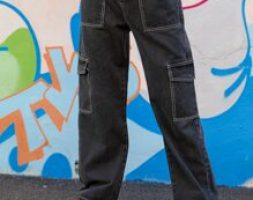 Stitching Trim Pocket Jeans