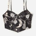 Stitching Trim Sun & Moon Graphic Crop Cami