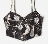 Stitching Trim Sun & Moon Graphic Crop Cami