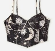 Stitching Trim Sun & Moon Graphic Crop Cami