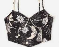 Stitching Trim Sun & Moon Graphic Crop Cami
