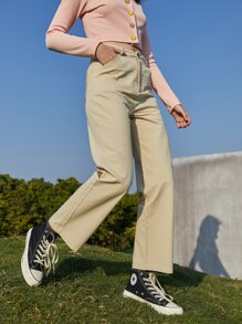 Straight Leg Solid Pants