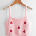 Strawberry Embroidery Knit Top