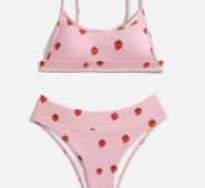 Strawberry Print Bikini Swimsuit