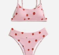 Strawberry Print Bikini Swimsuit