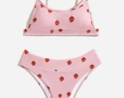 Strawberry Print Bikini Swimsuit