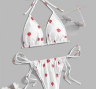 Strawberry Print Bikini Swimsuit