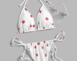 Strawberry Print Bikini Swimsuit