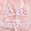 Strawberry Print Lace Trim Lingerie Set