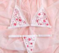 Strawberry Print Lace Trim Lingerie Set