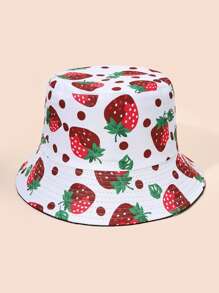 Strawberry Print Reversible Bucket Hat