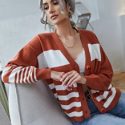 Stripe Pattern Drop Shoulder Cardigan