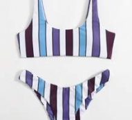 Stripe Scoop Neck Bikini Swimsuit