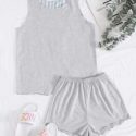 Stripe Split Back Shorts PJ Set