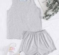 Stripe Split Back Shorts PJ Set