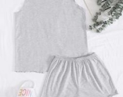 Stripe Split Back Shorts PJ Set