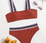 Stripe Tape Bikini Swimsuit