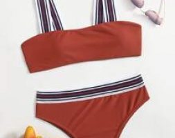 Stripe Tape Bikini Swimsuit