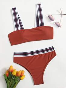 Stripe Tape Bikini Swimsuit