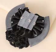 Striped Bow & Net Bag Decor Hair Clip