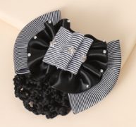 Striped Bow & Net Bag Decor Hair Clip
