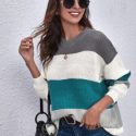 Striped Colorblock Drop Shoulder Sweater