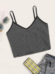 Striped Cropped Cami Top