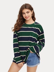 Striped Drop Shoulder Tee