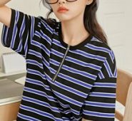 Striped Half Zip Tee