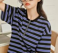 Striped Half Zip Tee