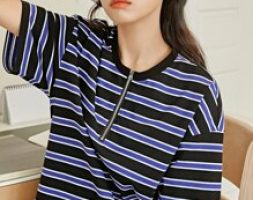 Striped Half Zip Tee