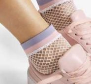 Striped Hem Fishnet Socks