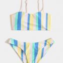 Striped Pattern Bikini Swimsuit