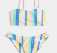 Striped Pattern Bikini Swimsuit