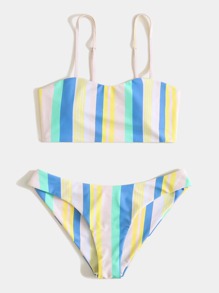 Striped Pattern Bikini Swimsuit