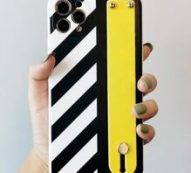 Striped Phone Case With Wristband Holder