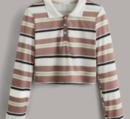 Striped Polo Crop Tee