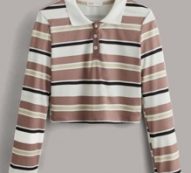 Striped Polo Crop Tee