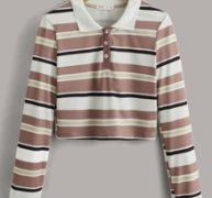 Striped Polo Crop Tee