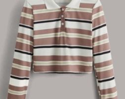 Striped Polo Crop Tee