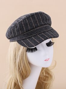 Striped Print Baker Boy Cap