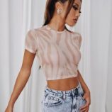 Striped Print Crop Tee