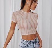 Striped Print Crop Tee