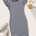 Striped Ruffled Bodycon Mini Dress