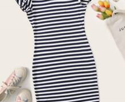Striped Ruffled Bodycon Mini Dress