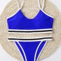 Striped Tape Contrast Binding Bikini Swimsuit