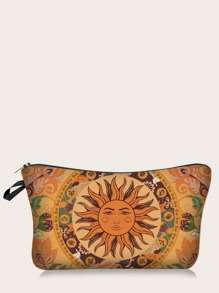 Sun Pattern Zippered Makeup Bag